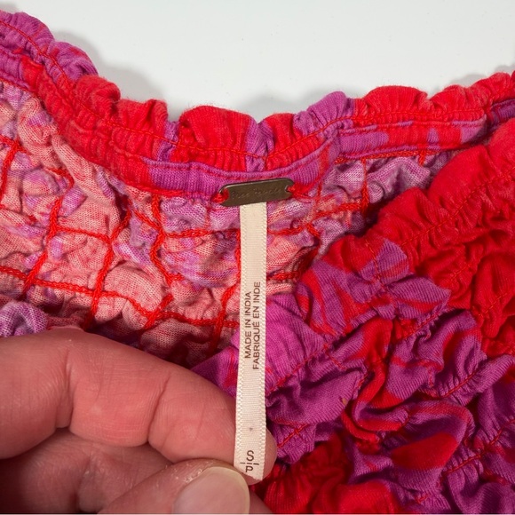 Free People Red and Purple Textured Crop Top Size S/P - Picture 2 of 8
